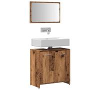 ULUYYUC Armoire de salle de bain avec miroir - Bois recyclé - 60 x 33 x 60 cm - Montage mural - Ensemble de meubles de salle de bain en bois et acrylique - Solution moderne pour petite salle de bain