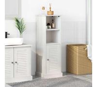 ULUYYUC Armoire de salle de bain, blanche, 37 x 34 x 110 cm, en bois de pin massif, étroit, design moderne, robuste et durable, pour salle de bain, invités, WC et couloir