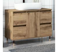 ULUYYUC Armoire de salle de bain - Chêne artisanal - 80 x 33 x 60 cm - Matériau à base de bois et fer - Design moderne - Avec 4 tiroirs et 1 porte - Pour petite salle de bain, WC, couloir et chambre à