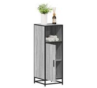 ULUYYUC Armoire de salle de bain, gris Sonoma 35 x 37,5 x 100 cm, plaque en bois massif, cadre en métal, avec porte flexible, petite armoire de salle de bain, avec charge de 60 kg, pour WC, couloir et