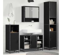 ULUYYUC Armoire de salle de bain moderne - Chêne noir - 35 x 37,5 x 188,5 cm - Avec 2 portes - Meuble haut en bois - Peu encombrant - Pour petite salle de bain, couloir, WC
