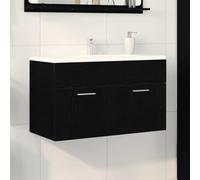 ULUYYUC Armoire de salle de bain murale, 80 x 38,5 x 46 cm, en bois de chêne noir, peu encombrant, avec 2 portes, imperméable, montage facile pour petites salles de bains, toilettes d'invités