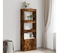 ULUYYUC Armoire haute en bois de chêne fumé 63 x 33 x 180 cm Bibliothèque étroite avec meuble bas Étagère sur pied Armoire de salon pour bureau et maison