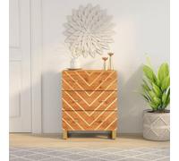 ULUYYUC Armoire latérale Marron et Noir 60x33,5x75 cm en Bois de manguier Massif Buffet Cuisine Salon avec Grand Rangement pour Salle à Manger Bureau Chambre