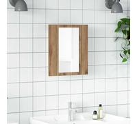 ULUYYUC Armoire miroir LED - Chêne Artisan - 40 x 12 x 45 cm - Matériau du bois - Éclairage RVB - Montage mural - Meuble de salle de bain étroit avec miroir acrylique - Pour salle de bain, invités, WC