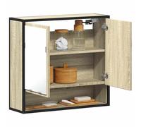 ULUYYUC Armoire murale avec miroir - Chêne Sonoma - 65 x 20 x 60 cm - Meuble de salle de bain avec bois et structure en métal - Armoire moderne pour petites salles de bain et WC d'invités