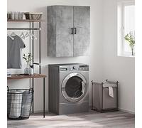 ULUYYUC Armoire Murale Gris béton Bois d'ingénierie 69,5x34x90 cm Meuble de Rangement Cuisine Salon Design élégant Robustesse et stabilité pour Chambre Bureau et Salle à Manger