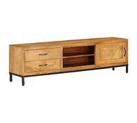 ULUYYUC Armoire TV en bois massif Mango - Style rétro - 140 x 30 x 40 cm - Avec tiroirs et étagères - Pour salon - Buffet bas