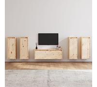ULUYYUC Armoire TV en pin massif - 100 x 30 x 35 cm et 4 x 30 x 30 x 80 cm - Design moderne et robuste - Pour le salon