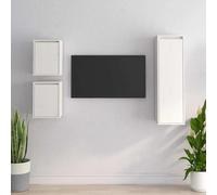 ULUYYUC Armoire TV en pin massif - Blanc - 30 x 30 x 40 cm et 30 x 30 x 100 cm - Design moderne - Armoire murale pour salon