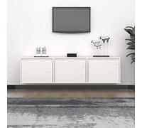 ULUYYUC Armoire TV en pin massif - Blanc - 45 x 30 x 35 cm - Armoire murale suspendue pour salon avec design moderne et durabilité