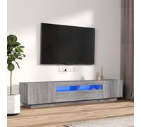 ULUYYUC Armoire TV moderne avec éclairage LED - En bois Sonoma - 100 x 35 x 40 cm - Espace de rangement pour salon