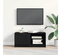 ULUYYUC Armoire TV moderne en chêne noir - 80 x 35 x 36,5 cm - En bois naturel - Avec étagères réglables - Pour salon et bar de la maison