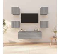 ULUYYUC Armoire TV murale en bois Sonoma - Gris - 30, 5 x 30 x 30 cm et 100 x 30 x 30 cm, design moderne avec espace de rangement pour le salon