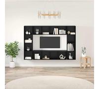 ULUYYUC Armoire TV noire en bois - 37 x 37 x 142 cm - 5 cm - Design moderne - Montage mural - Avec espace de rangement pour le salon