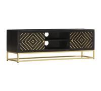 ULUYYUC Armoire TV style rétro noir doré 120 x 30 x 40 cm en bois massif mangue buffet bas pour salon