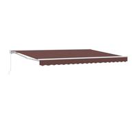 ULUYYUC Auvent de terrasse rétractable manuel à bras articulé avec demi-cassette, distributeur d'ombre pour jardin et balcon, cadre stable en acier et aluminium, marron 4 × 3,5 m