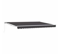 ULUYYUC Auvent extensible de 5 x 3 m, à bras articulé pour terrasse et balcon, montage mural, tissu anthracite avec cadre blanc, manivelle manuelle ou électrique, stable et durable