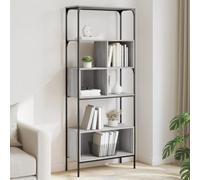 ULUYYUC Bibliothèque 5 Niveaux Sonoma Gris 76x33x188,5 cm Bois/métal, Design Industriel modulable, 20 kg/étagère, Pieds réglables