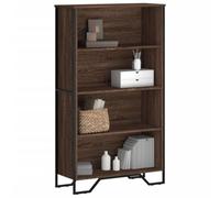 ULUYYUC Bibliothèque 80x31x137,5 cm chêne Marron, Bois d'ingénierie et métal, 4 niches Ouvertes, Design Moderne, etagère de Rangement Stable pour Salon, Bureau et Chambre