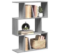 ULUYYUC Bibliothèque à 3 compartiments, séparateur de pièce, gris, sonoma 70 x 24 x 97 cm, en bois fin, multi-usages, meuble de rangement, pour salon, bureau, chambre à coucher