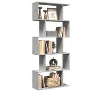 ULUYYUC Bibliothèque à 5 étages, en matériau dérivé du bois, gris béton, 70 x 24 x 161 cm, étroite, avec compartiments décalés, pour salon, bureau