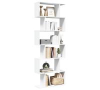 ULUYYUC Bibliothèque à 6 étages - En matériau dérivé du bois - Blanche - 70 x 24 x 193 cm - Armoire haute étroite avec compartiments décalés - Pour décoration et rangement du salon