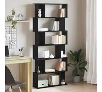 ULUYYUC Bibliothèque - Aspect chêne noir - 80 x 24 x 190,5 cm - En matériau dérivé du bois - Armoire haute étroite avec compartiments décalés - Pour salon, livres, décoration et plantes