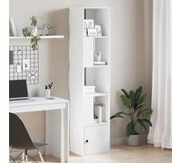 ULUYYUC Bibliothèque en bois blanc étroite 40 x 36 x 189 cm Armoire haute avec 4 étagères et 1 compartiment stable pour salon, bureau, cuisine, rangement et décoration
