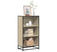 ULUYYUC Bibliothèque en chêne Sonoma - 60 x 35 x 107,5 cm - Structure métallique - Avec 3 compartiments - Étagère étroite pour salon - Design moderne - Style industriel