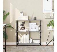 ULUYYUC Bibliothèque industrielle grise Sonoma 78,5 x 33 x 82 cm en bois et acier Armoire étroite avec 4 compartiments pour salon, bureau et cuisine