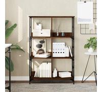 ULUYYUC Bibliothèque industrielle, marron, aspect chêne, 78,5 x 33 x 117,5 cm, en bois et acier, avec 6 compartiments, armoire étroite pour salon, bureau, rangement décoratif