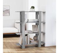 ULUYYUC Bibliothèque, séparateur de pièce, gris, sonoma 100 x 30 x 123,5 cm, étroite, haute, en matériau dérivé du bois, avec support mural, pour salon, couloir, décoration et rangement