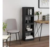 ULUYYUC Bibliothèque séparateur de pièce, grise, 40 x 30 x 135,5 cm, en bois de pin massif, avec 4 compartiments, étroite, pour décoration et rangement du salon, gris