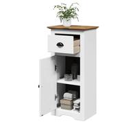 ULUYYUC BODO Meuble de lavabo compact avec porte et tiroir, 44 x 30 x 90 cm, en pin avec poignées en métal, armoire de salle de bain compacte avec porte et tiroir, peu encombrante pour petite salle de