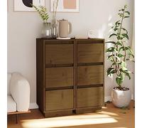 ULUYYUC Buffet 2 pcs Marron Miel 32x34x75 cm Bois de Pin Massif, Petit Meuble Rangement Cuisine et Salon, Design Stable et Élégant pour Salle à Manger Bureau Chambre