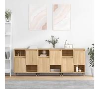 ULUYYUC Buffet 3 pcs Chêne Sonoma 180 x 35 x 70 cm Bois d'ingénierie Robuste et Stable Grand Espace de Rangement pour Cuisine Salon et Salle à Manger