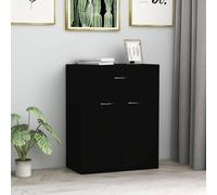 ULUYYUC Buffet Bas 60x30x75 cm en Bois d'ingénierie Noir avec 2 Portes tiroir Pratique et façade Minimaliste Meuble de Rangement Cuisine Salon et Chambre