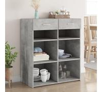 ULUYYUC Buffet Bas Gris béton 80x42,5x93 cm en Bois d'ingénierie, Meuble de Rangement Cuisine Salon avec 2 tiroirs, Design Moderne et Stable, Facile à Entretenir pour Salle à Manger Bureau Chambre