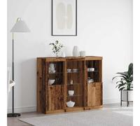 ULUYYUC Buffet Bois Ancien 123x37x100 cm Bois d'Ingénierie avec Eclairage LED Régulable, Meuble Bas Rangement Cuisine et Salon Rustique Moderne pour Salle à Manger Séjour