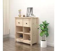 ULUYYUC Buffet Bois Massif pin 70x35x80 cm Meuble Rangement Cuisine Salon avec 2 tiroirs 4 niches élégant pour Salle à Manger Chambre Bureau