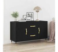 ULUYYUC Buffet chêne Noir 100x36x60 cm Bois d ingénierie 2 Portes 2 tiroirs Meuble de Rangement Cuisine et Salon avec esthétique Moderne et Finition Durable pour Salle à Manger et Espace de Vie