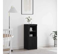 ULUYYUC Buffet Chêne Noir 41 x 37 x 100 cm en Bois d'ingénierie, Meuble Rangement Cuisine avec LED Moderne et Rustique, Bahut Bas pour Salon Salle à Manger et Couloir