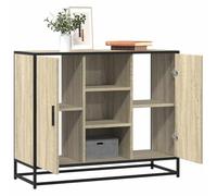 ULUYYUC Buffet chêne Sonoma 92x35x76 cm Meuble de Rangement Cuisine et Salon en Bois d'ingénierie et métal Design Industriel Moderne avec Grand Espace de Rangement pour Salle à Manger entrée Bureau