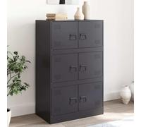 ULUYYUC Buffet Cuisine Noir 67x39x107 cm Acier Laminé à Froid 6 Portes avec Poignées Métal Modernes Design Robustes et Facile d'entretien pour Cuisine Salon Bureau