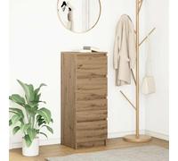 ULUYYUC Buffet de Cuisine Chêne Artisanal 37,5x35x99 cm, Meuble Rangement 4 Tiroirs en Bois d'Ingénierie Stable, Petit Bahut Salon Salle à Manger pour Cuisine Bureau Entrée