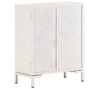 ULUYYUC Buffet de Rangement 60x30x76 cm en Bois de Manguier Massif et Fer Industriel, 2 Portes, Dessus Robustes, Montage Facile, Meuble de Cuisine Bas pour Salon Salle à Manger Bureau