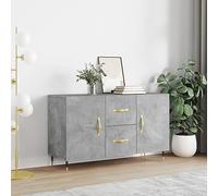 ULUYYUC Buffet Gris Béton 100x36x60 cm en Bois d'Ingénierie et Pieds Métal Moderne Design Résistant Idéal comme Meuble de Rangement Cuisine Salon ou Petit Bahut pour Salle à Manger et Bureau