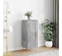 ULUYYUC Buffet Gris Béton 34,5x34x90 cm Bois d'Ingénierie | Meuble de Rangement Cuisine & Salon | Petit Bahut avec 3 Compartiments, Pieds Métal, Montage Flexible Porte pour Bureau Chambre