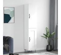 ULUYYUC Buffet Haut Blanc 34,5x34x180 cm Bois d'ingénierie et Pieds Métal, Meuble de Rangement Cuisine Salon, Moderne & Robuste, Monte-Plat Petit Vaisselier pour Salle à Manger, Chambre, Bureau